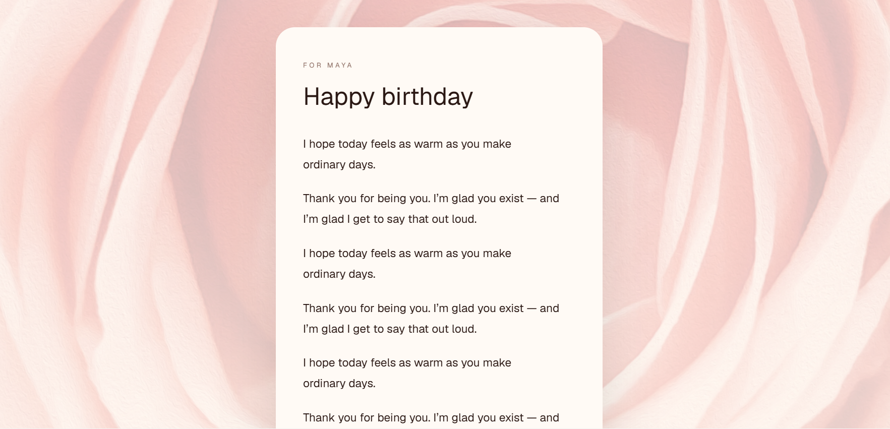 Birthday Letter preview
